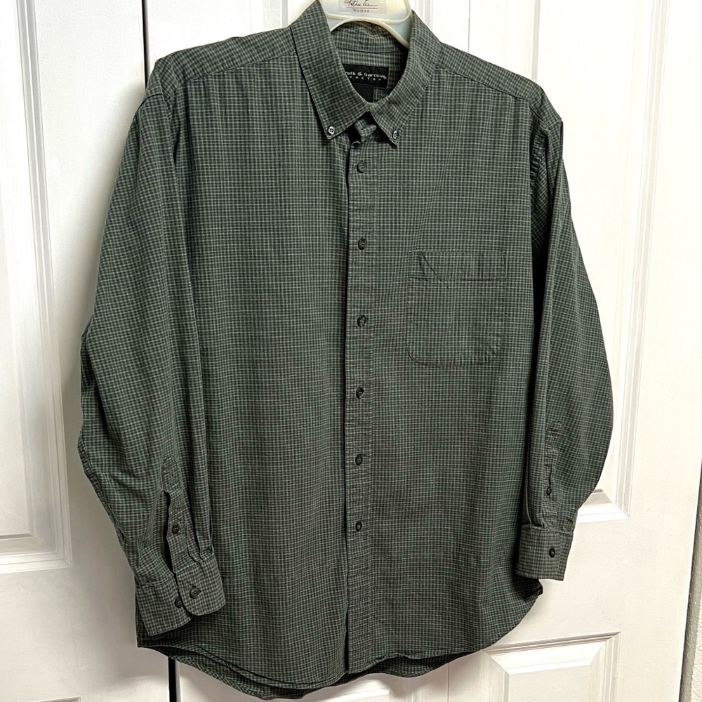 croft & barrow Long Sleeve Green Micro-Check Button-Down Shirt Size L